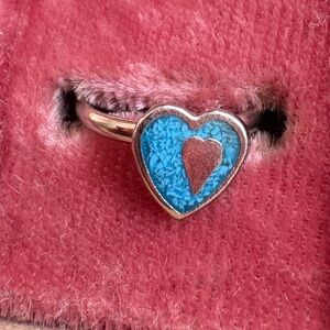 3/$10 💍 Vintage Heart Ring | Faux Turquoise Inlay